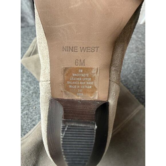 Nine West Boots Womens Size 6M Taupe CEYNOTE Suede Mid Calf Pointed Toe Heels - Picture 6 of 7